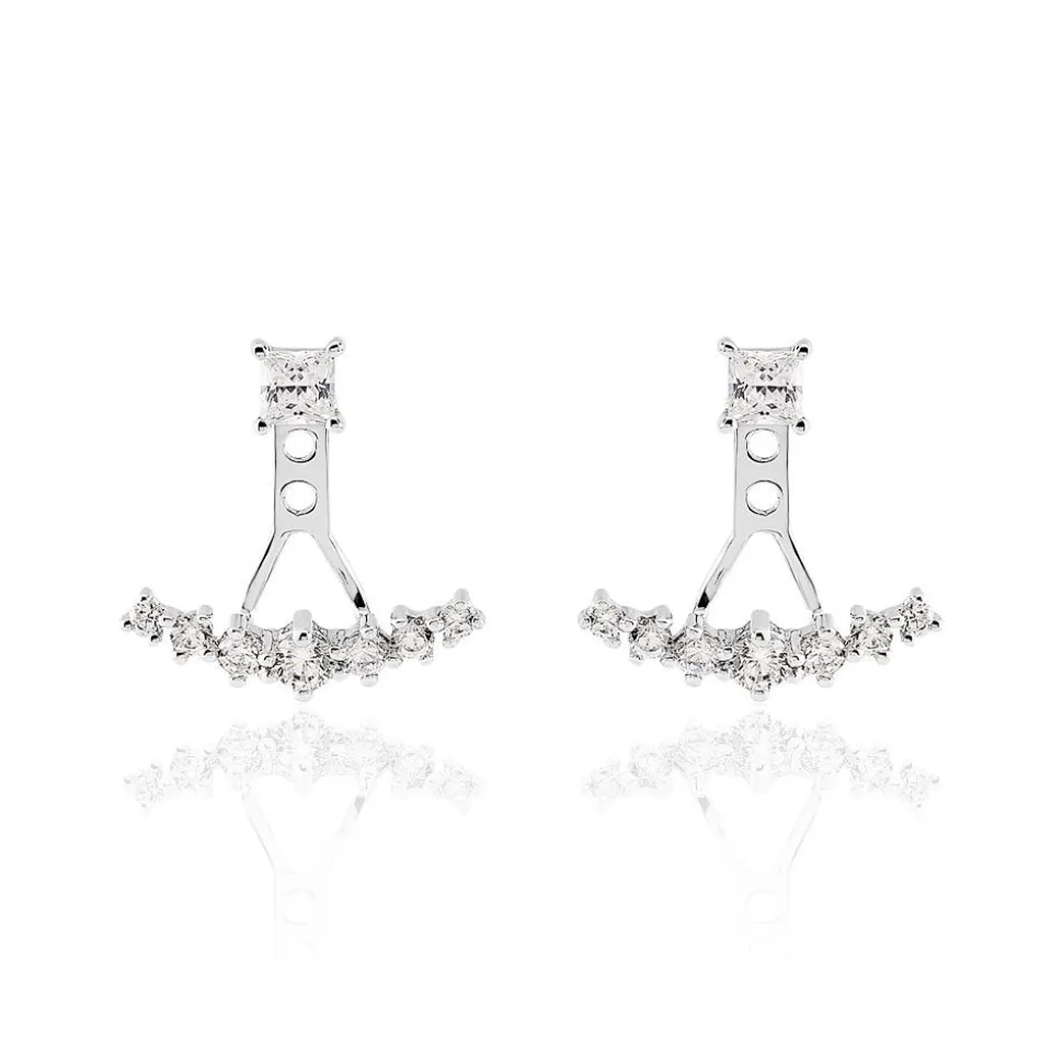 Bijoux D'oreilles Kyoto Or Blanc Oxyde De Zirconium