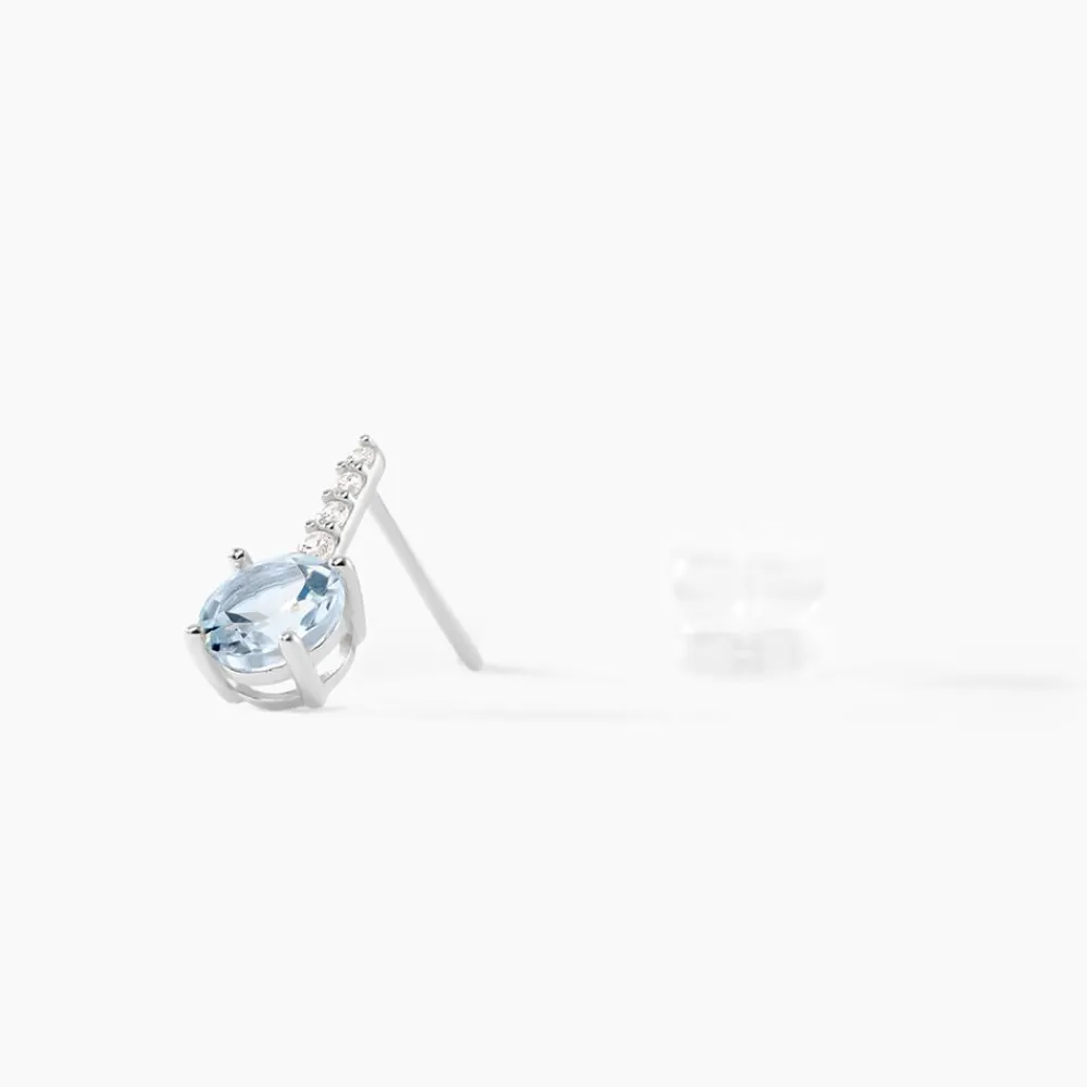 Bijoux D'oreilles Monroe Or Blanc Topaze Oxyde De Zirconium|Marc Orian Discount