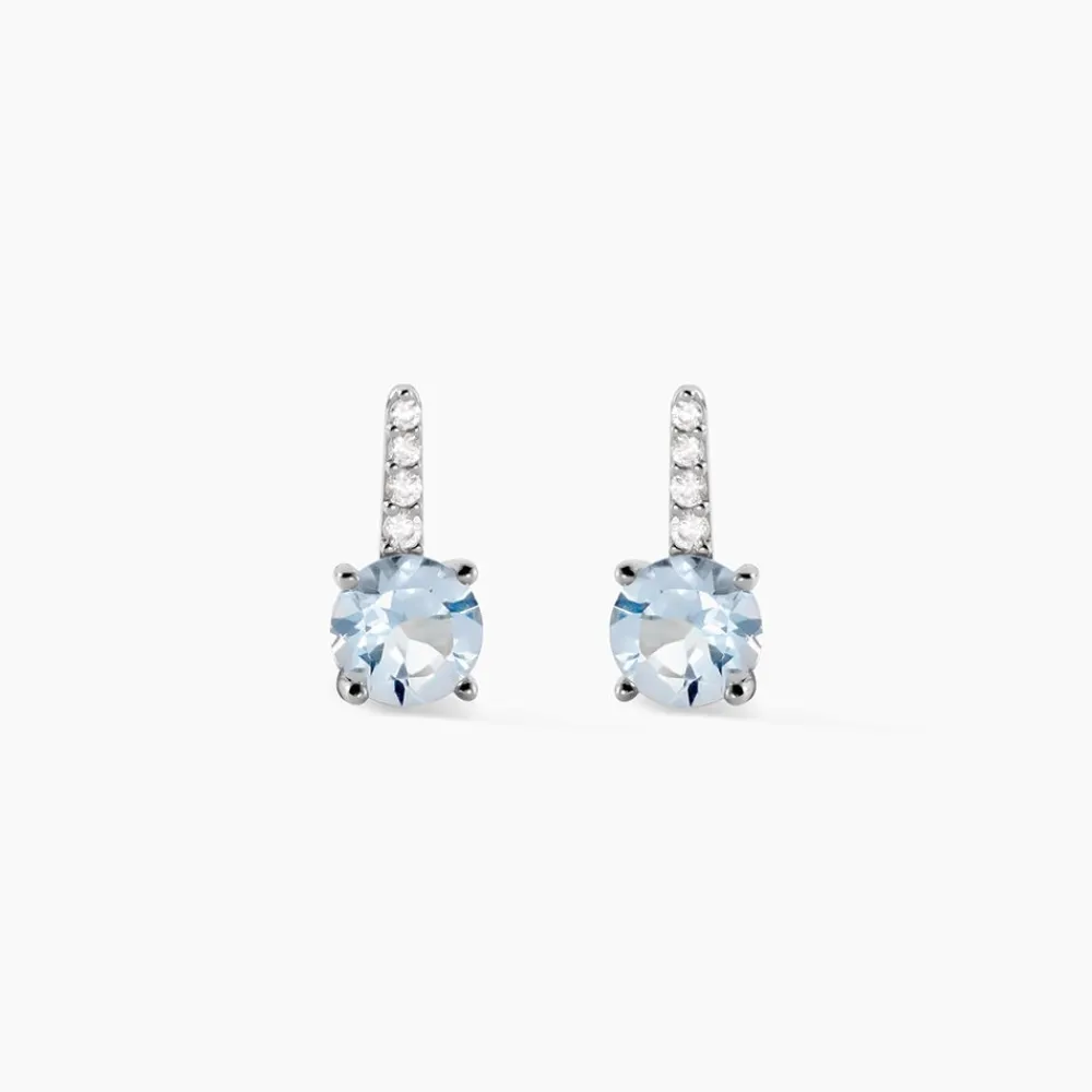 Bijoux D'oreilles Monroe Or Blanc Topaze Oxyde De Zirconium|Marc Orian Discount