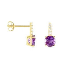 Bijoux D'oreilles Monroe Or Jaune Améthyste Oxyde De Zirconium|Marc Orian Clearance
