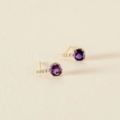 Bijoux D'oreilles Monroe Or Jaune Améthyste Oxyde De Zirconium|Marc Orian Clearance