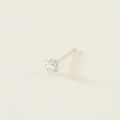 Boucle D'oreille Puce Unitaire Niels Argent Blanc Oxyde De Zirconium