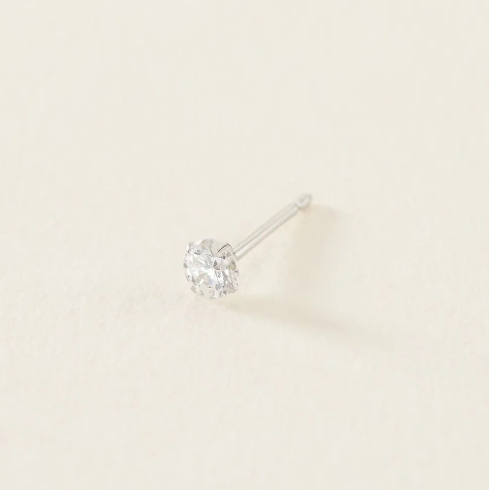 Boucle D'oreille Puce Unitaire Niels Argent Blanc Oxyde De Zirconium