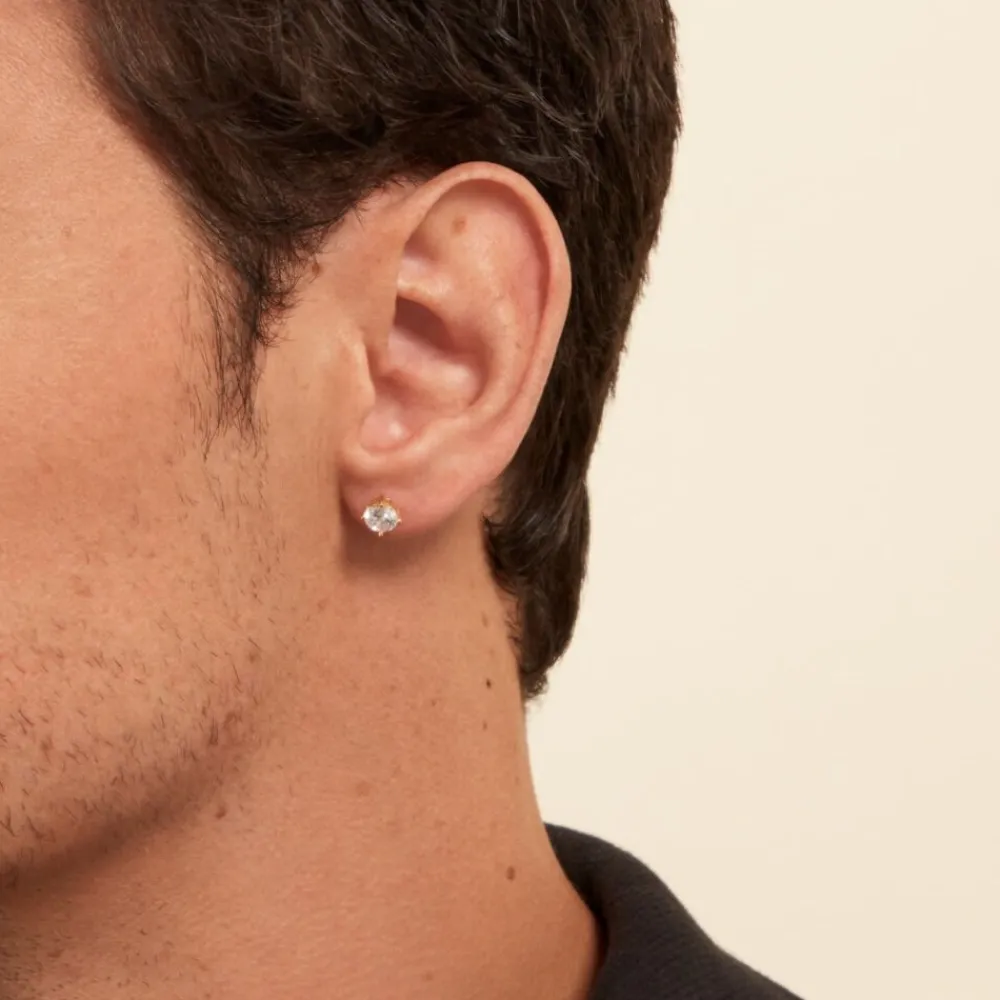 Boucle D'oreille Puce Unitaire Adam Plaqué Or Doré Oxyde|Marc Orian