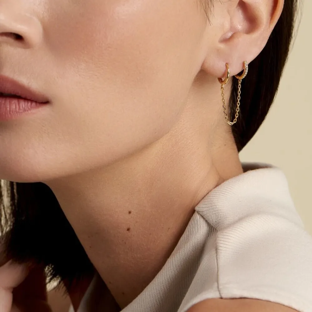 Boucle D'oreille Unitaire Plaqué Or Thed Oxydes De Zirconium|Marc Orian