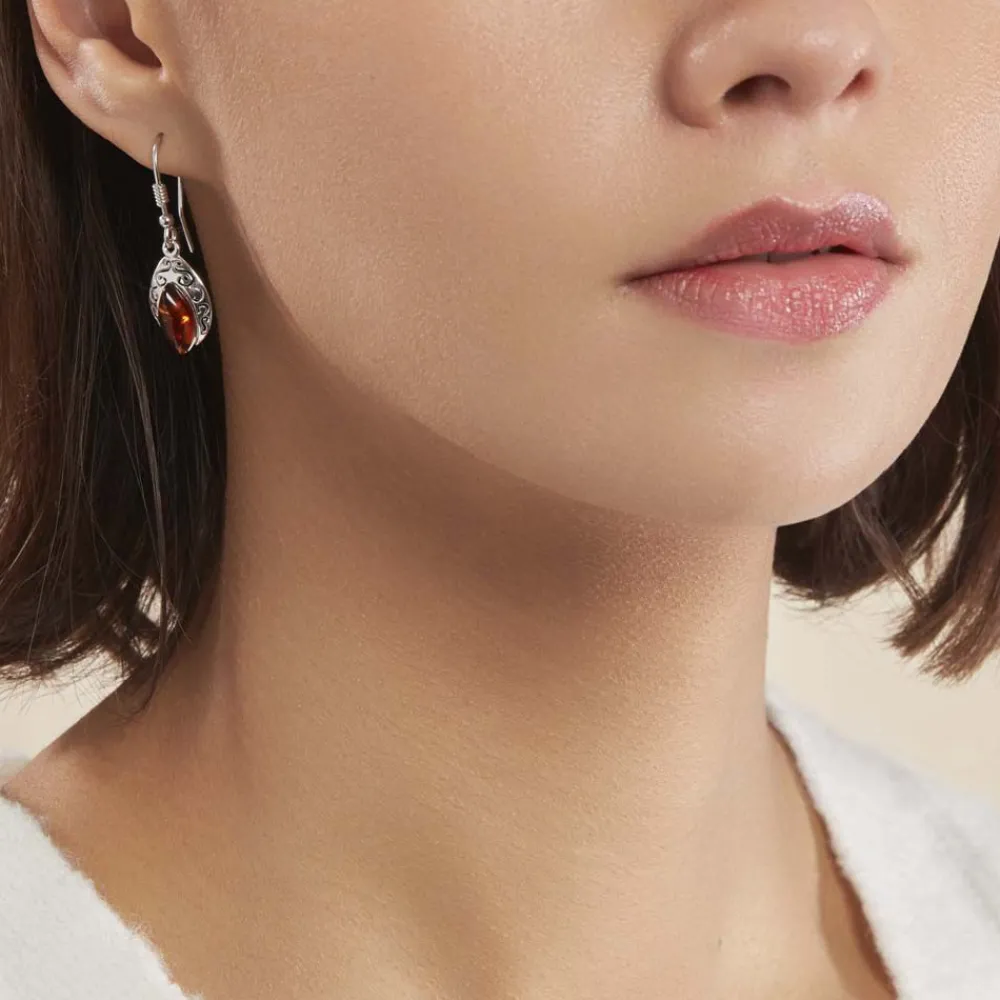 Boucles D'oreilles Argent Blanc Enya Ambre|Marc Orian Hot