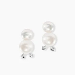 Boucles D'oreilles Clips Argent Blanc Viano Perles Oxydes|Marc Orian Discount