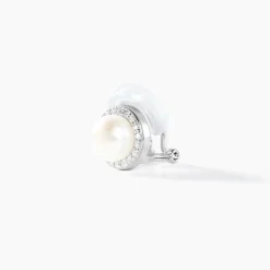 Boucles D'oreilles Clips Argent Blanc Valerio Perles Oxydes|Marc Orian Sale