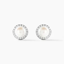Boucles D'oreilles Clips Argent Blanc Valerio Perles Oxydes|Marc Orian Sale