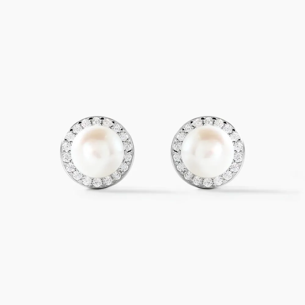 Boucles D'oreilles Clips Argent Blanc Valerio Perles Oxydes|Marc Orian Sale