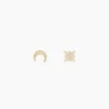 Boucles D'oreilles Dépareillées Munroe Or Jaune Oxyde De Zirconium