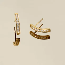 Boucles D'oreilles Jacoba Rondes Or Jaune Oxyde De Zirconium
