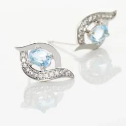 Boucles D'oreilles Lydia Or Blanc Topaze Oxyde