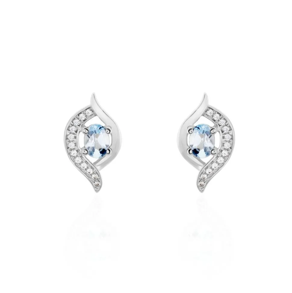 Boucles D'oreilles Lydia Or Blanc Topaze Oxyde