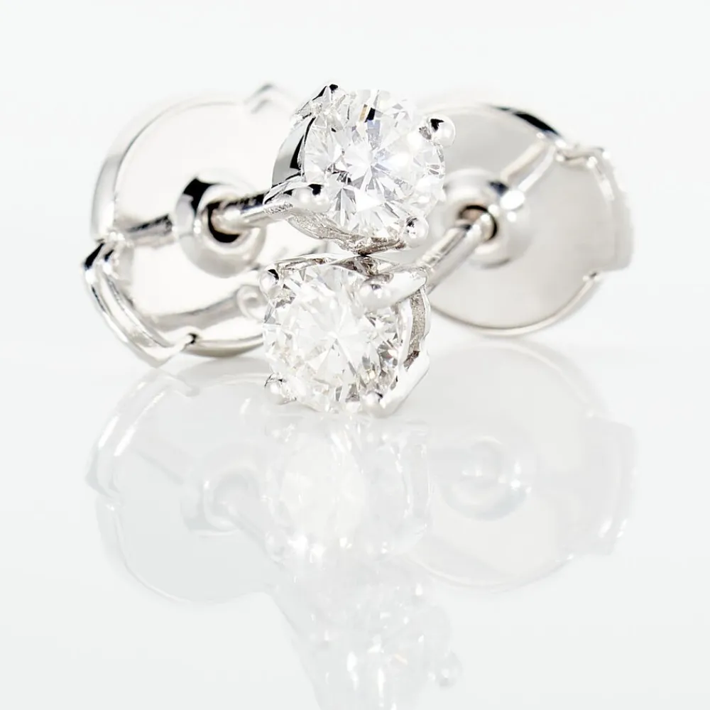 Boucles D'oreilles Or Blanc Victoria Puces Diamants|Marc Orian