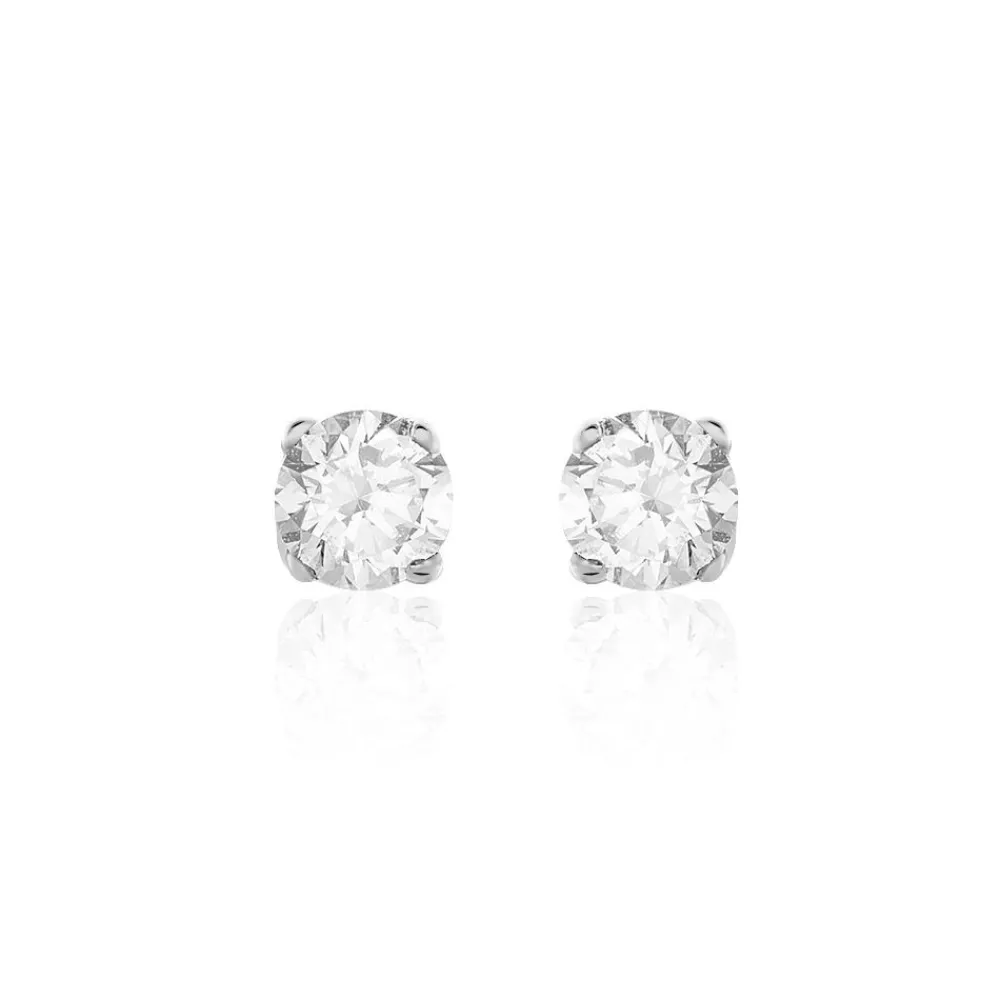 Boucles D'oreilles Or Blanc Victoria Puces Diamants|Marc Orian
