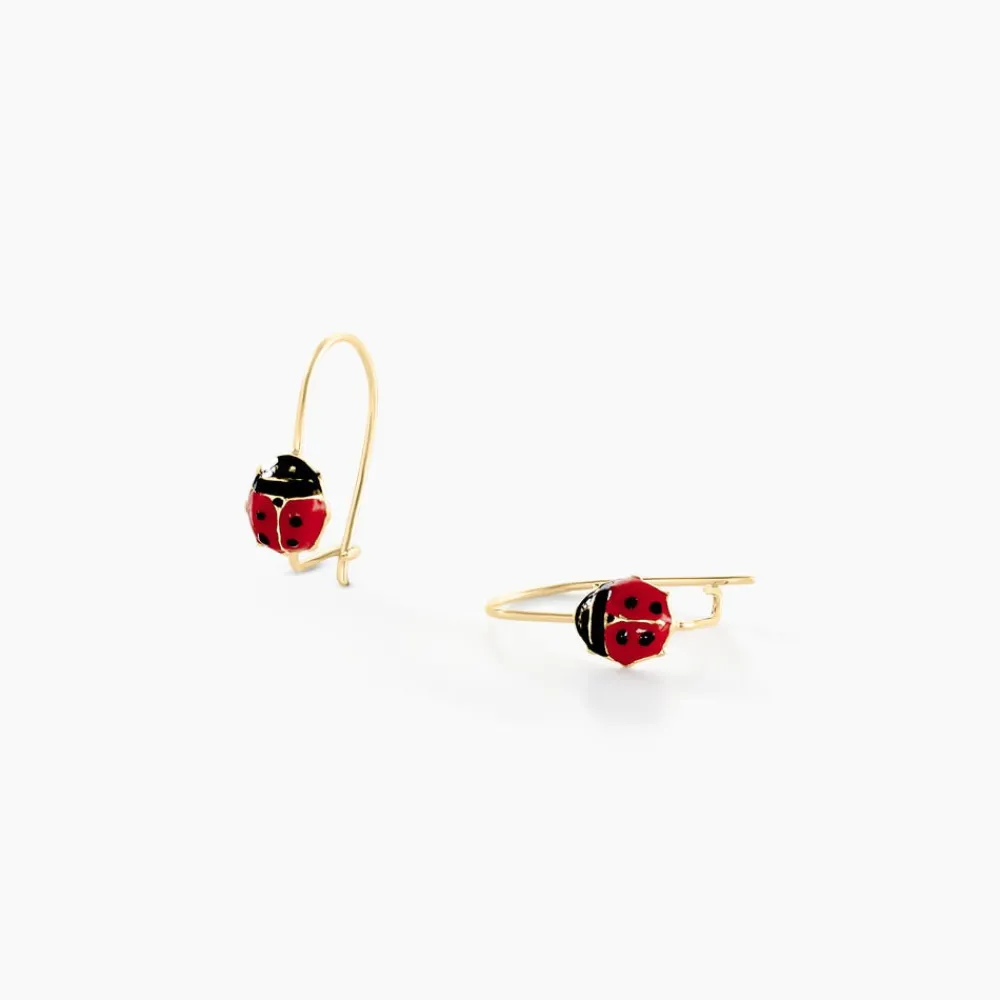 Boucles D'oreilles Pendantes Helidie Coccinelle Or Jaune|Marc Orian Discount