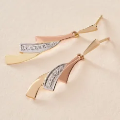 Boucles D'oreilles Pendantes Ainhoa Or Tricolore Diamant|Marc Orian Outlet