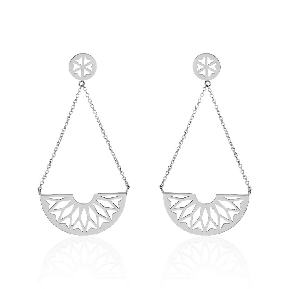 Boucles D'oreilles Pendantes Auxane Acier Blanc|Marc Orian
