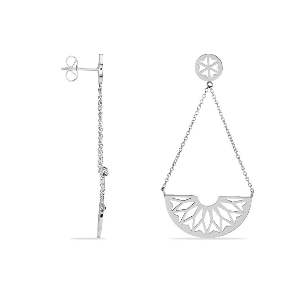 Boucles D'oreilles Pendantes Auxane Acier Blanc|Marc Orian