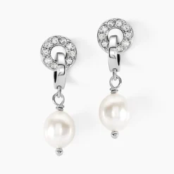 Boucles D'oreilles Pendantes Gaetane Argent Blanc Perle Oxyde|Marc Orian Best