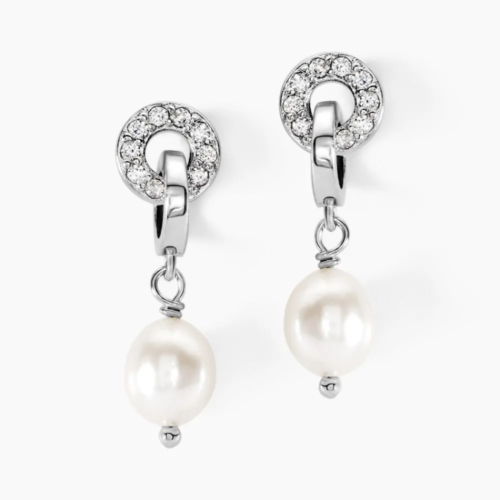 Boucles D'oreilles Pendantes Gaetane Argent Blanc Perle Oxyde|Marc Orian Best