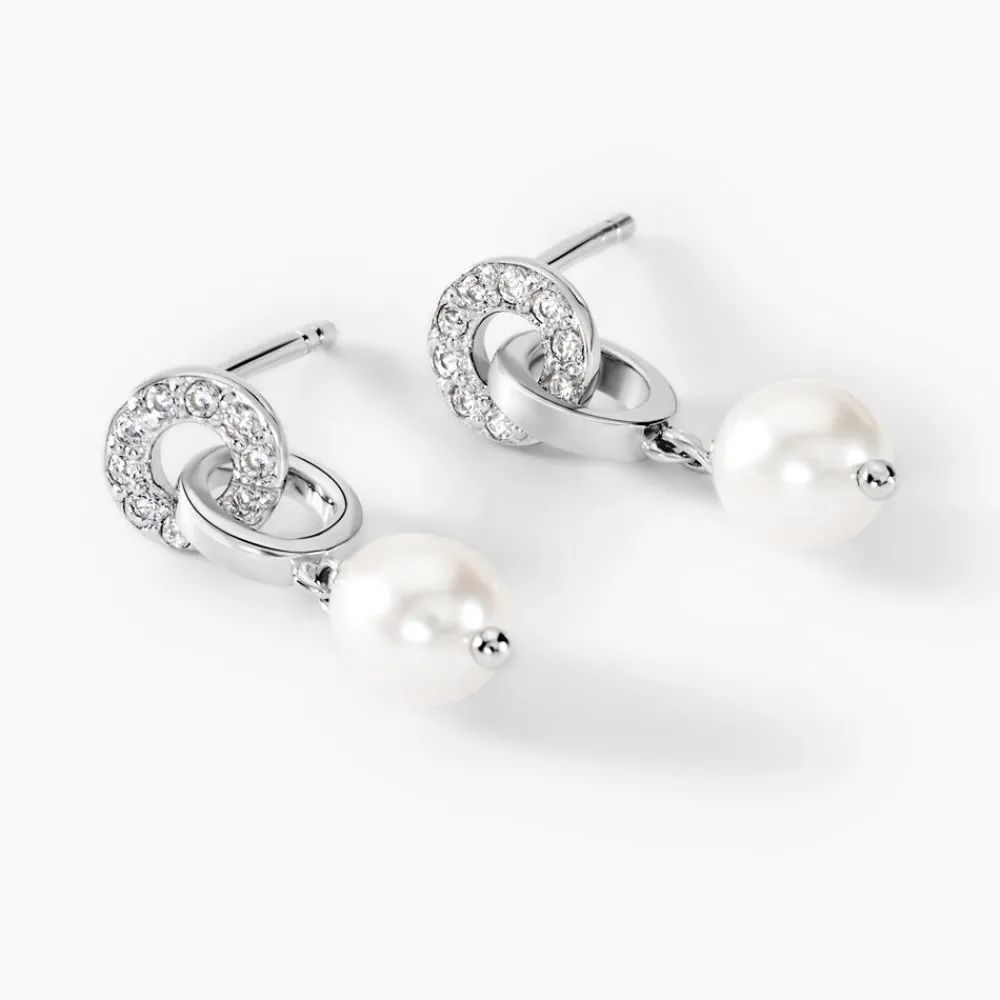 Boucles D'oreilles Pendantes Gaetane Argent Blanc Perle Oxyde|Marc Orian Best