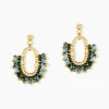 Boucles D'oreilles Pendantes Athena Acier Jaune Verre Turquoise|Marc Orian Sale