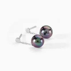 Boucles D'oreilles Pendantes Semi-ronde Or Blanc Perle De Tahiti|Marc Orian Clearance