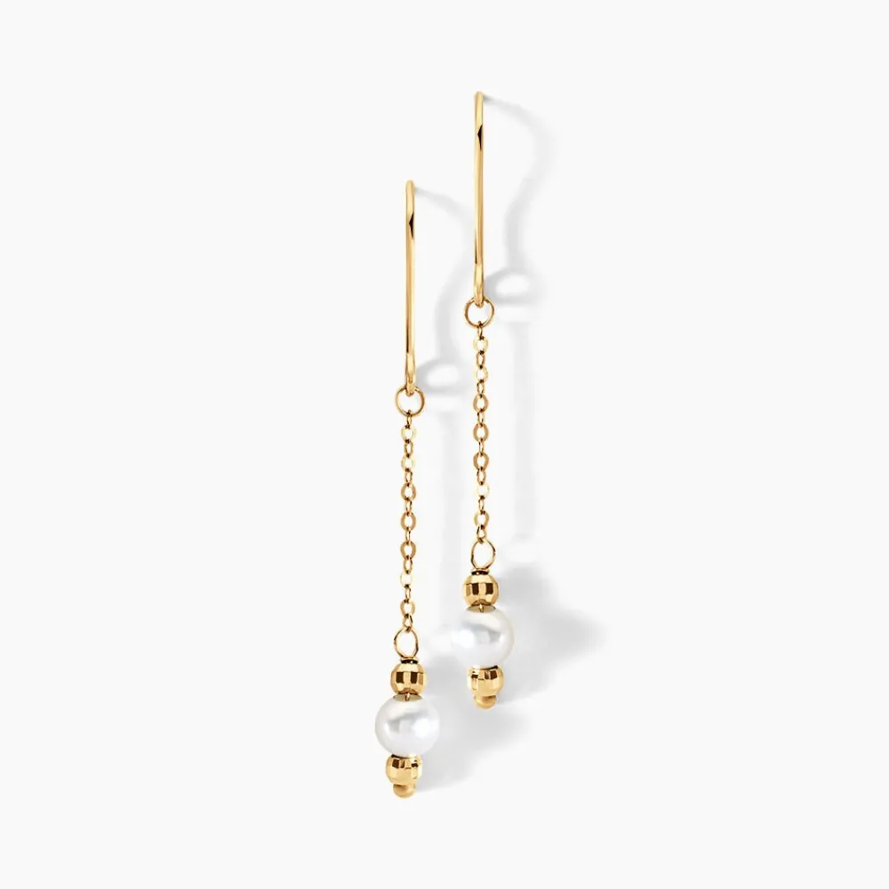 Boucles D'oreilles Pendantes Petrona Or Jaune Perle De Culture|Marc Orian Hot