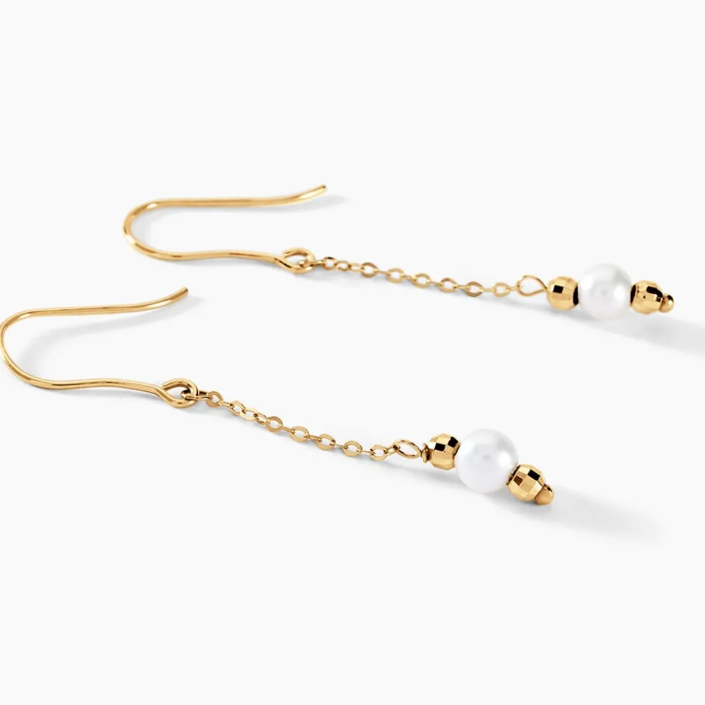 Boucles D'oreilles Pendantes Petrona Or Jaune Perle De Culture|Marc Orian Hot