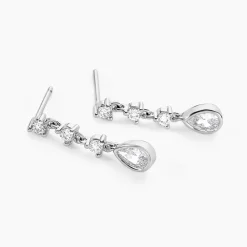 Boucles D'oreilles Pendantes Hida Argent Blanc Oxyde De Zirconium|Marc Orian Clearance