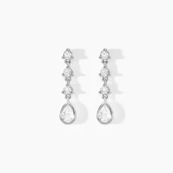 Boucles D'oreilles Pendantes Hida Argent Blanc Oxyde De Zirconium|Marc Orian Clearance