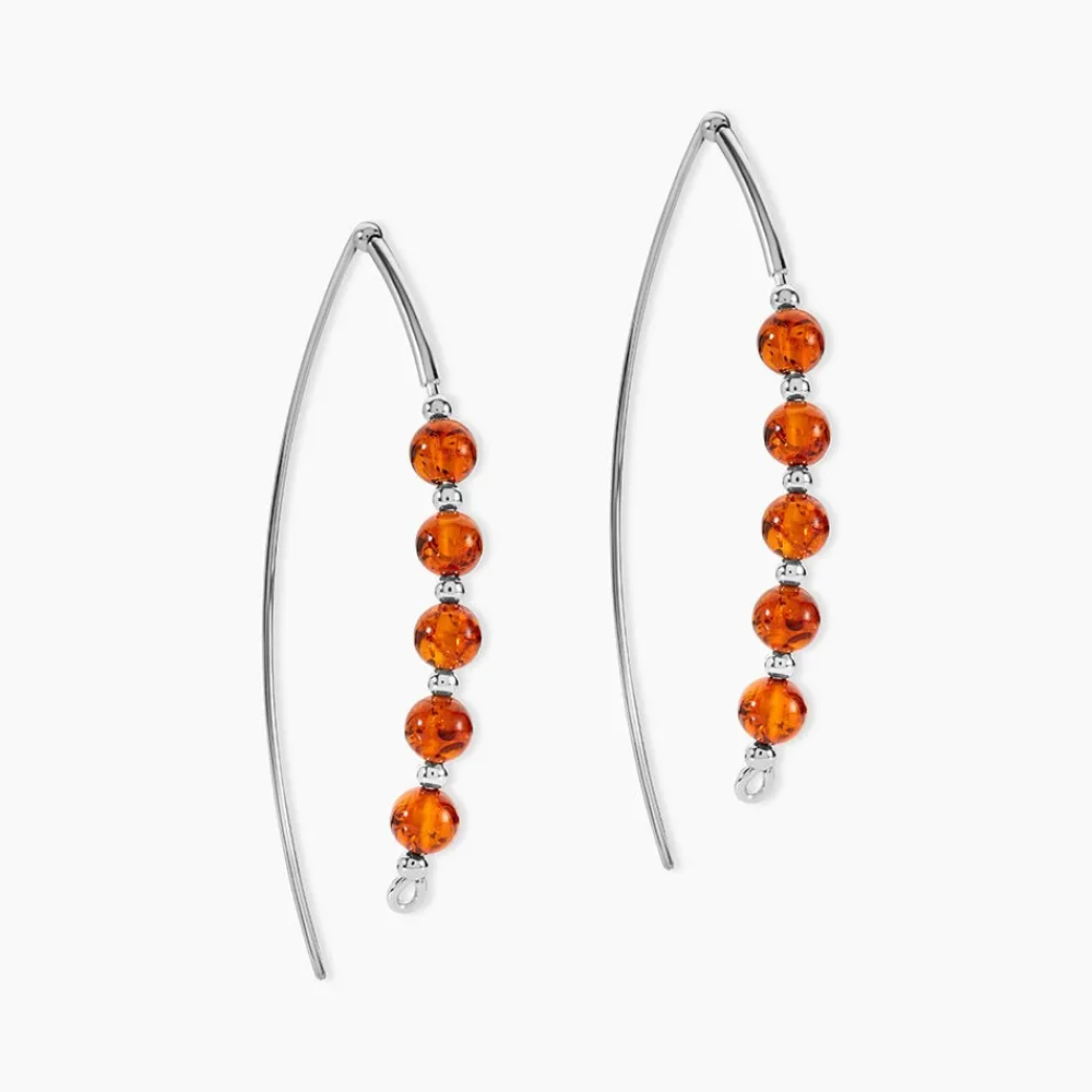 Boucles D'oreilles Pendantes Satu Argent Blanc Ambre|Marc Orian Best