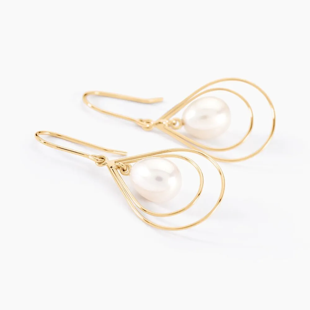 Boucles D'oreilles Pendantes Martyna Or Jaune Perle De Culture|Marc Orian