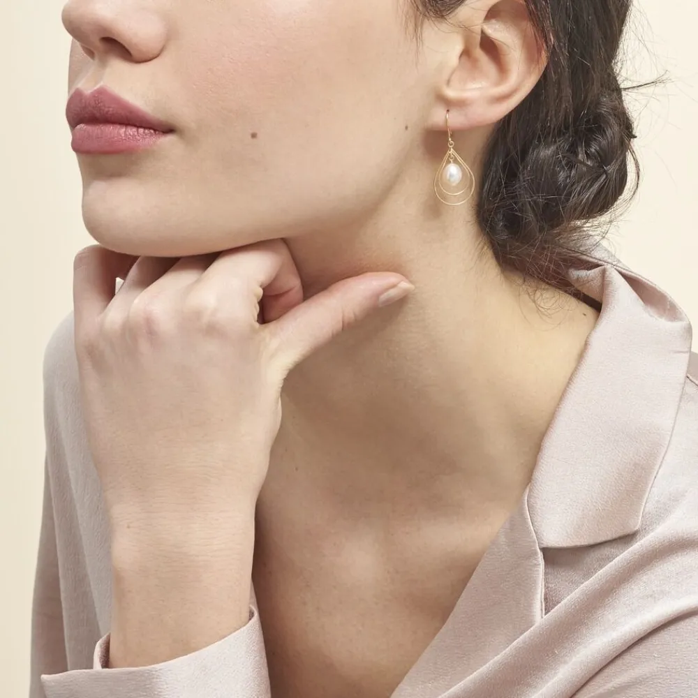 Boucles D'oreilles Pendantes Martyna Or Jaune Perle De Culture|Marc Orian