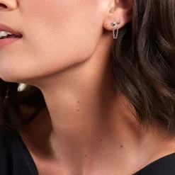 Boucles D'oreilles Pendantes Honor Argent Blanc|Marc Orian Clearance