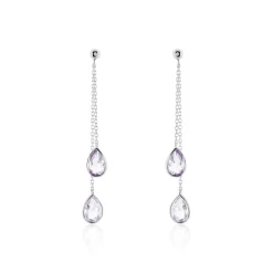 Boucles D'oreilles Pendantes Djime Or Blanc Amethyste|Marc Orian Sale
