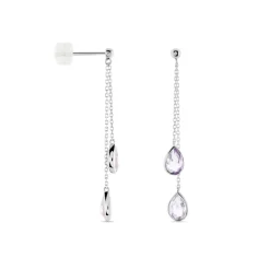 Boucles D'oreilles Pendantes Djime Or Blanc Amethyste|Marc Orian Sale