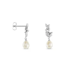 Boucles D'oreilles Pendantes Giambattista Argent Blanc Perle Et Oxyde|Marc Orian Sale