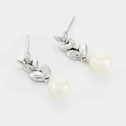 Boucles D'oreilles Pendantes Giambattista Argent Blanc Perle Et Oxyde|Marc Orian Sale