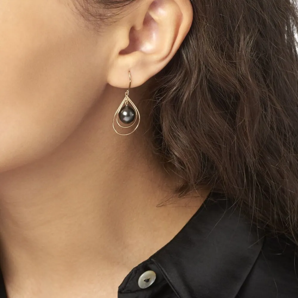 Boucles D'oreilles Pendantes Martyna Or Jaune Perle De Tahiti|Marc Orian Sale