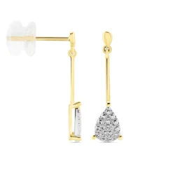 Boucles D'oreilles Pendantes Pear C Or Jaune Diamant|Marc Orian New