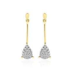 Boucles D'oreilles Pendantes Pear C Or Jaune Diamant|Marc Orian New