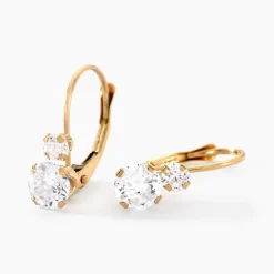 Boucles D'oreilles Pendantes Gulbeyaz Or Jaune Oxyde De Zirconium|Marc Orian New