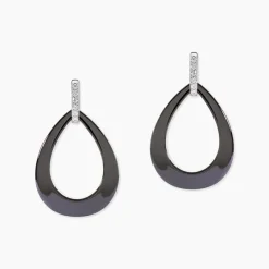 Boucles D'oreilles Pendantes Nelly Argent Blanc Céramique Et Oxyde|Marc Orian
