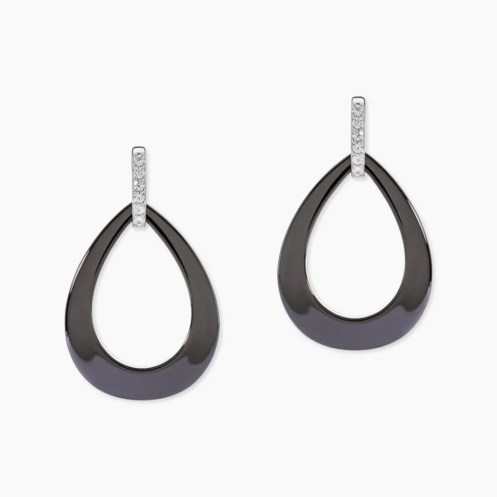Boucles D'oreilles Pendantes Nelly Argent Blanc Céramique Et Oxyde|Marc Orian