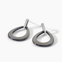 Boucles D'oreilles Pendantes Nelly Argent Blanc Céramique Et Oxyde|Marc Orian