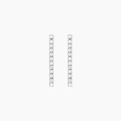 Boucles D'Oreilles Pendantes Lexane Argent Blanc Oxyde De Zirconium