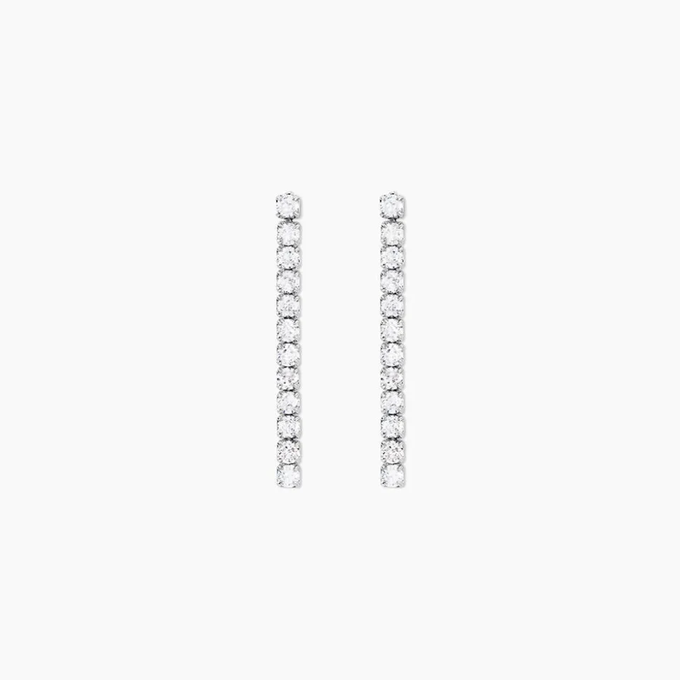 Boucles D'Oreilles Pendantes Lexane Argent Blanc Oxyde De Zirconium